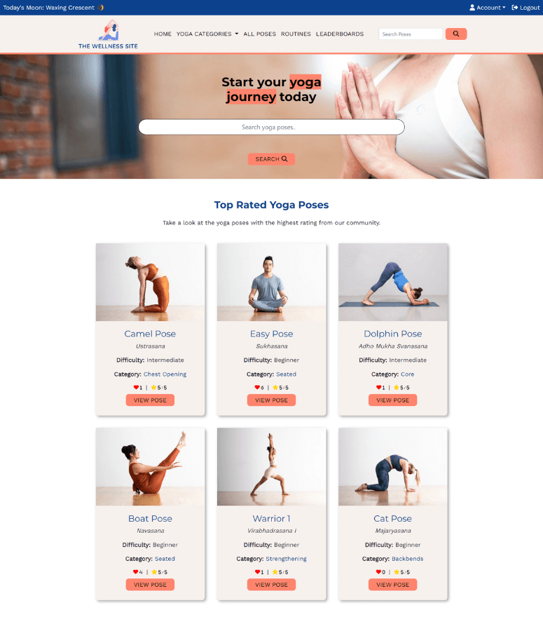 the wellness site homepage